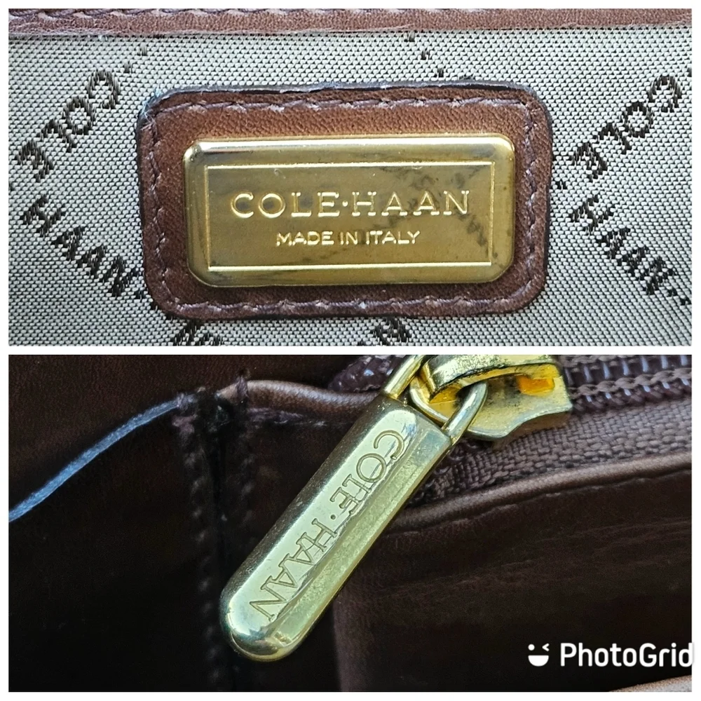 Vintage Heavy Leather COLE HAAN Executive CEO Lawyer Briefcase Brown Bag ITALY